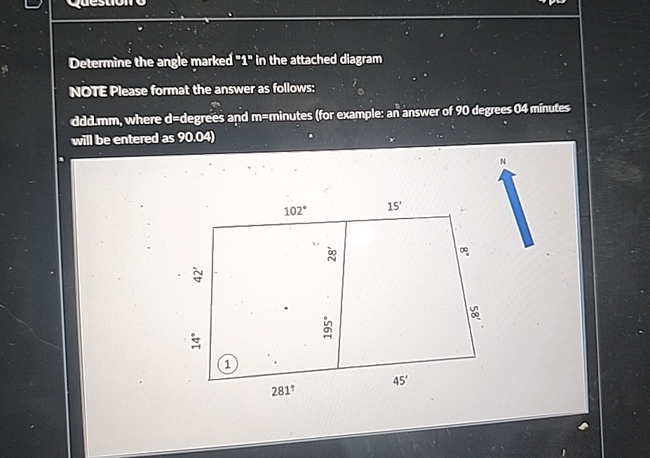 Determine the angle marked " 1 in the attached