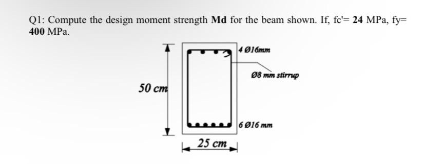 Q 1 : Compute the design moment strength M d for