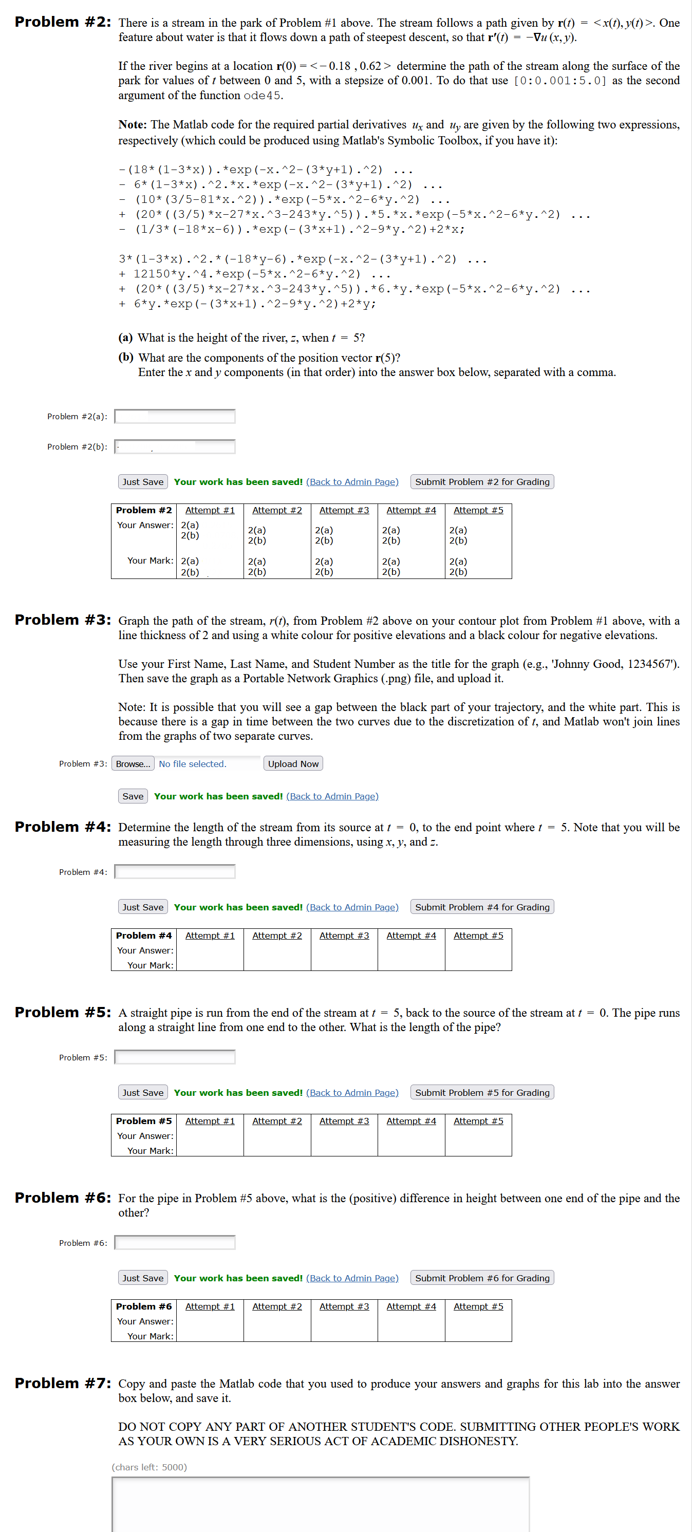 please provide MATLAB code also, for problem # 2