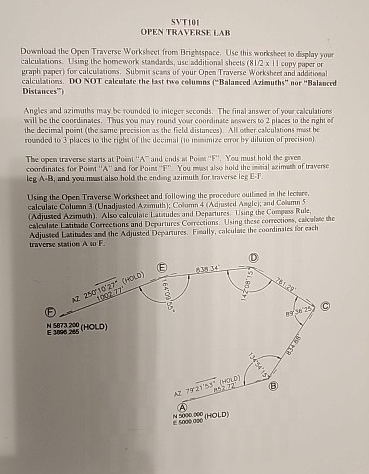 OPEN TRAVERSE WORKSHEET SVT 1 0 1 OPEN TRAVFRSE