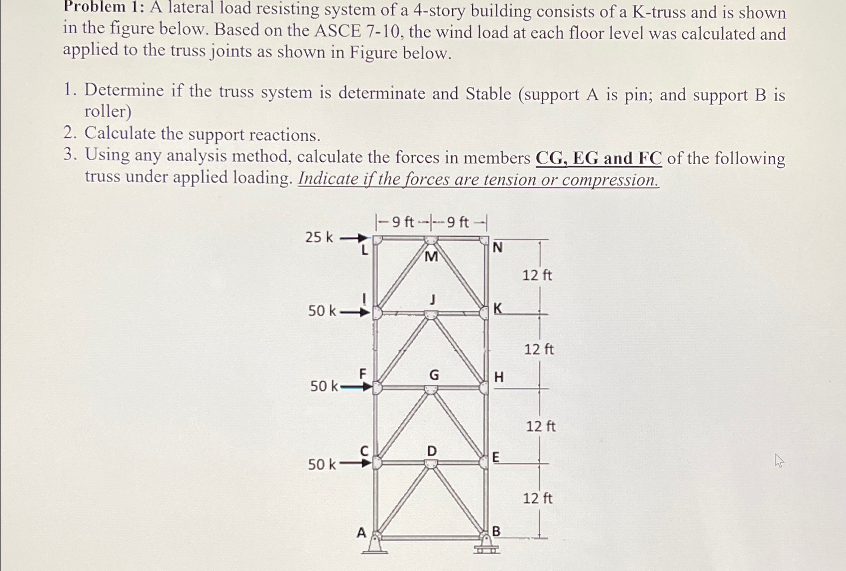 Problem 1 : A lateral load resisting system of a