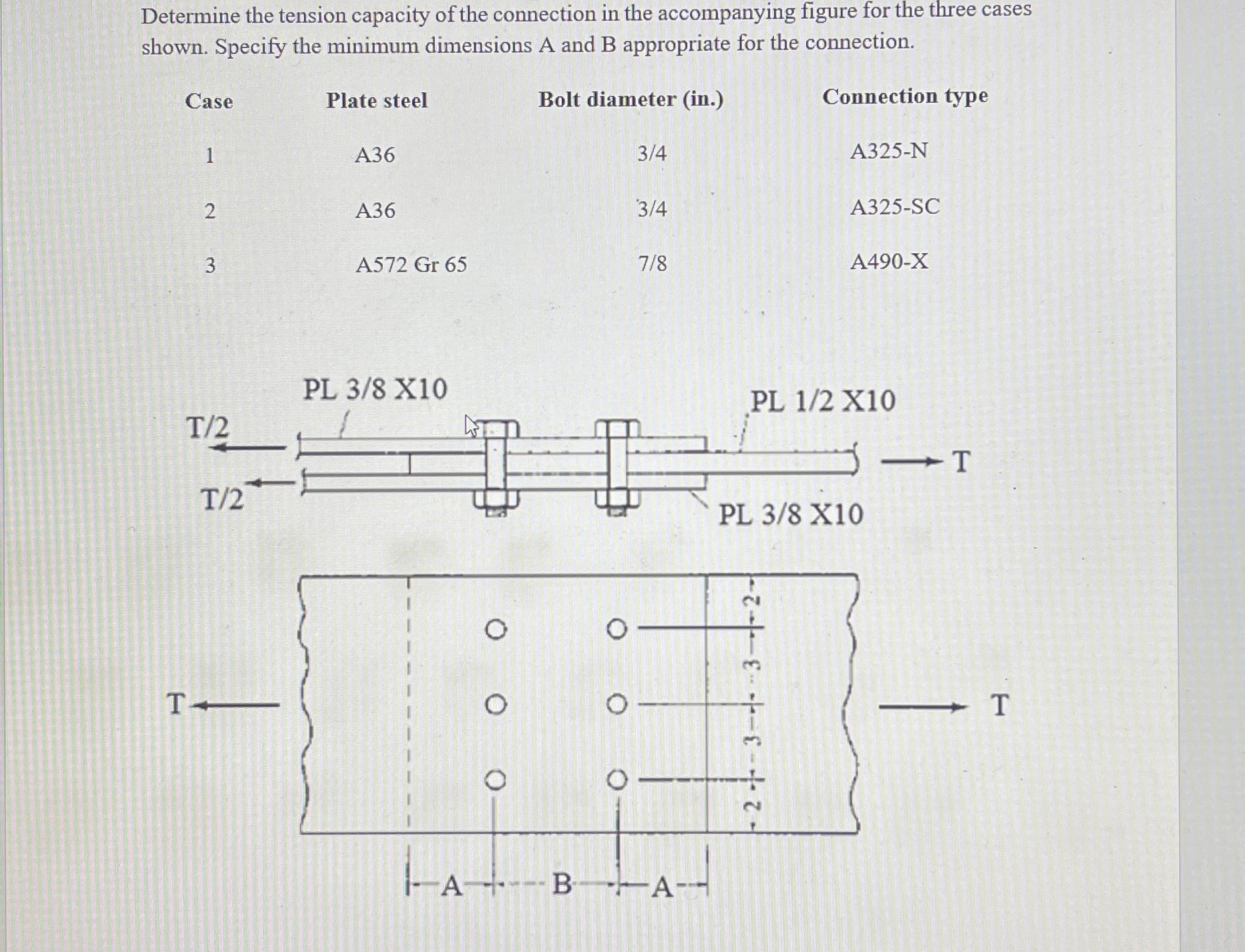 Determine the tension capacity of the connection