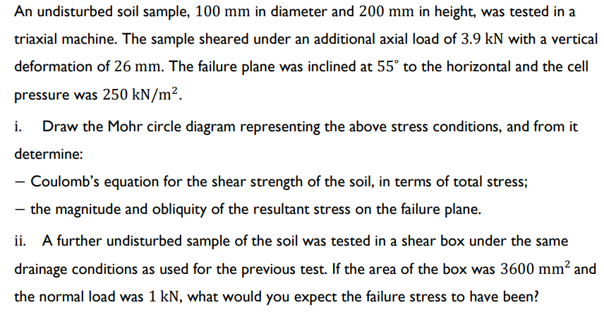 An undisturbed soil sample, 1 0 0 m m in diameter