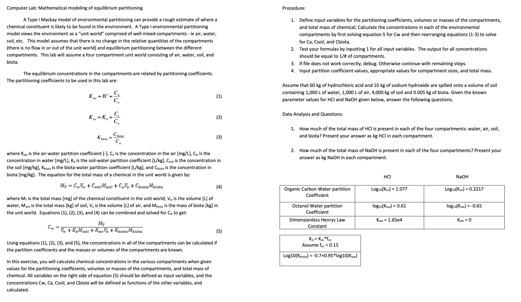 A Type I Mackay model of environmental
