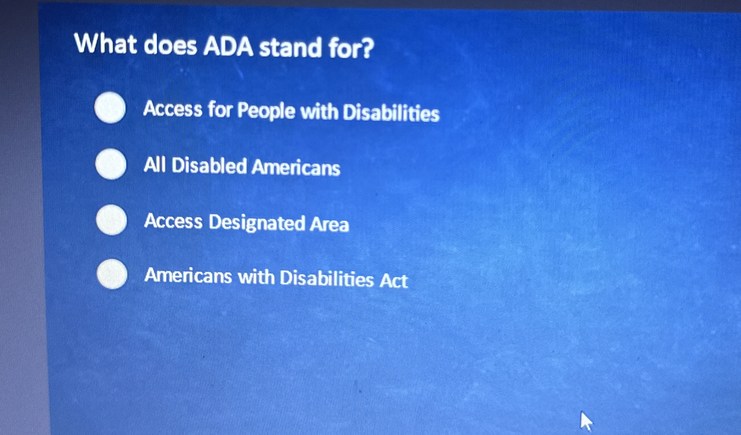 What does ADA stand for? Access for People with