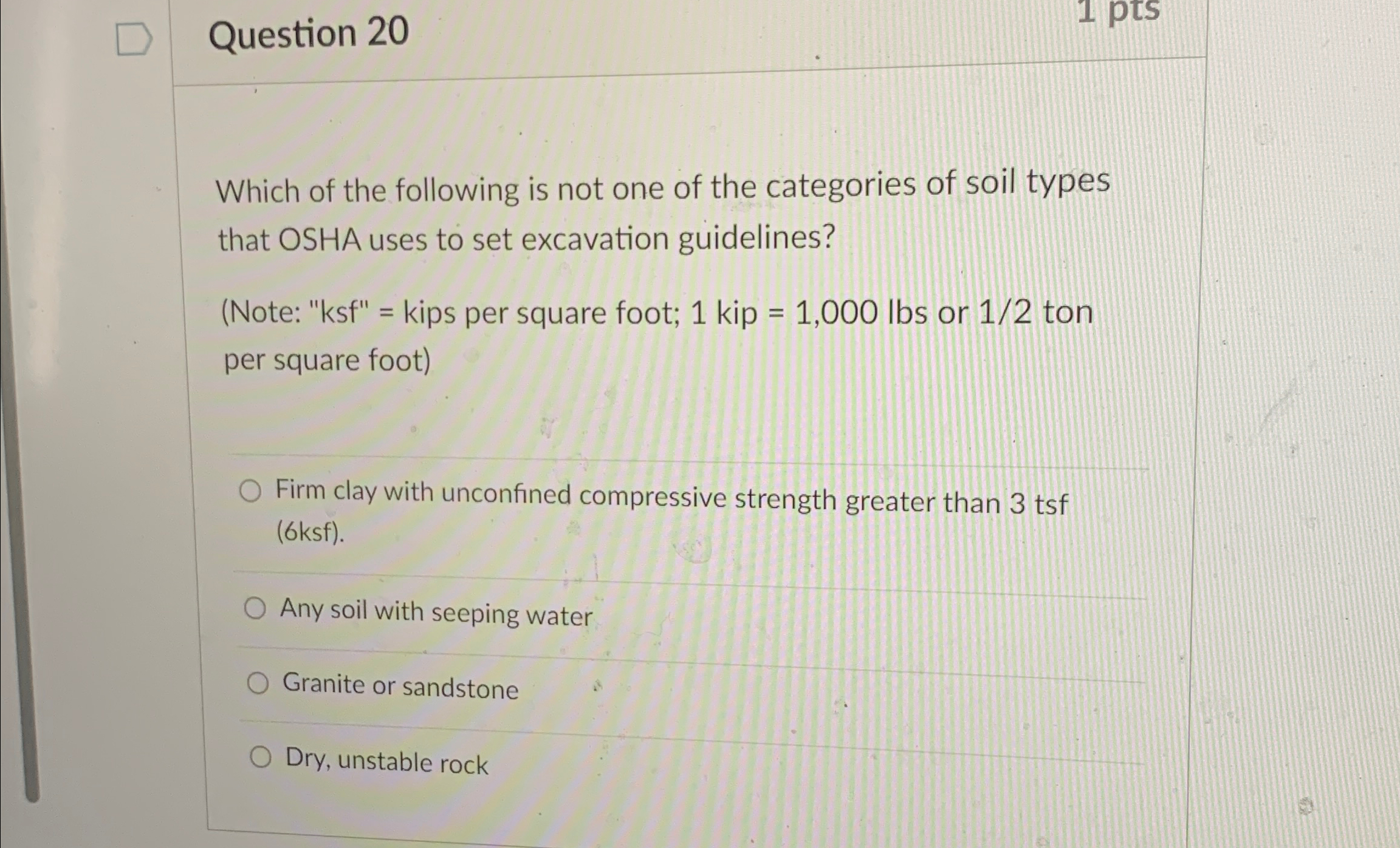 Question 2 0 Which of the following is not one of