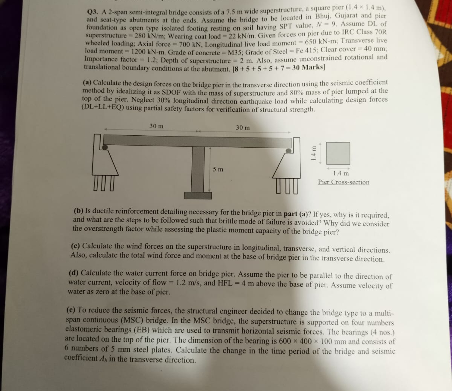 Q 3 . A 2 - span semi - integral bridge consists