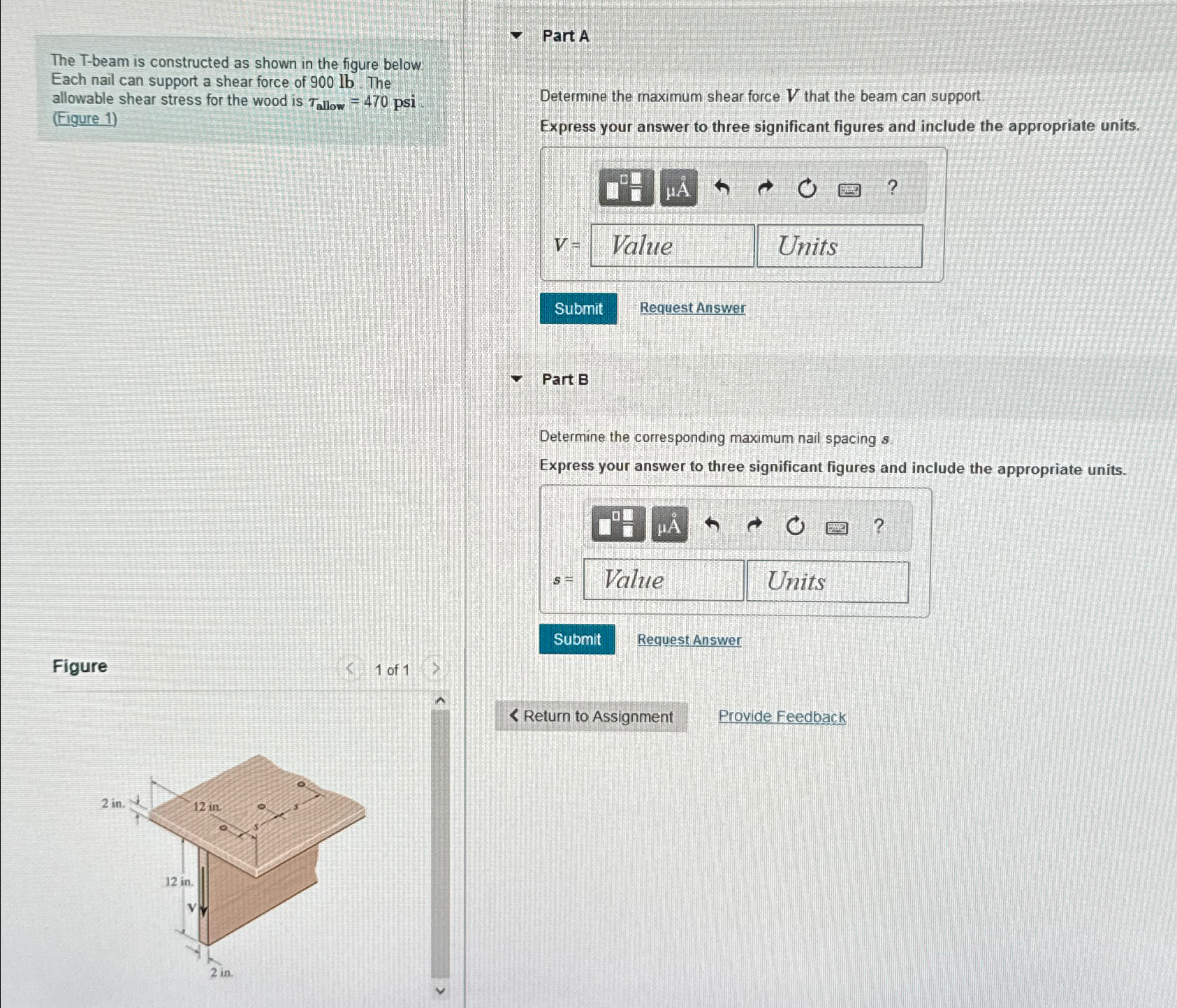 Part A The T - beam is constructed as shown in