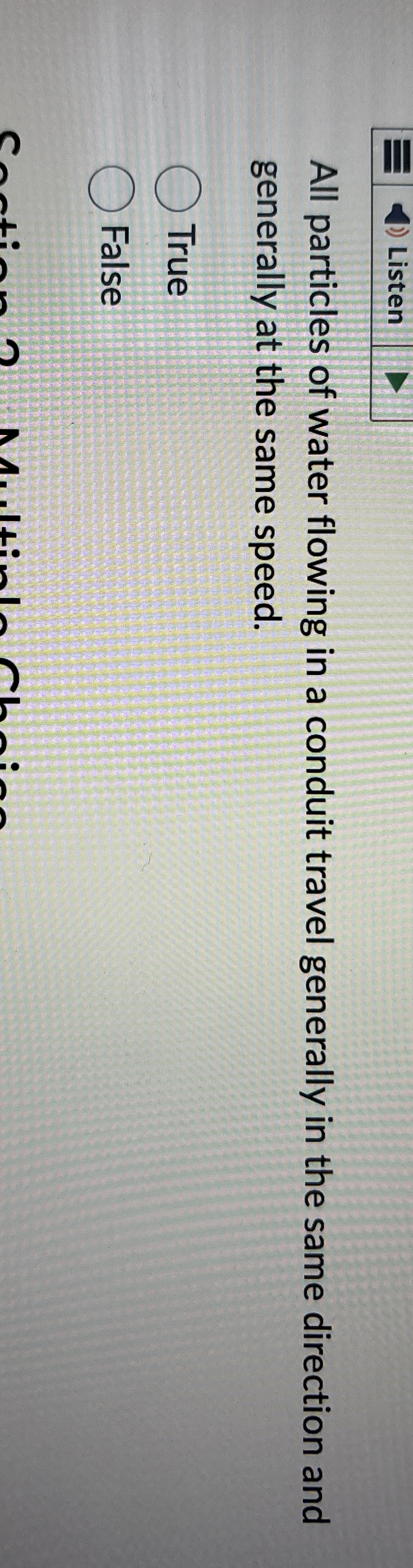 All particles of water flowing in a conduit