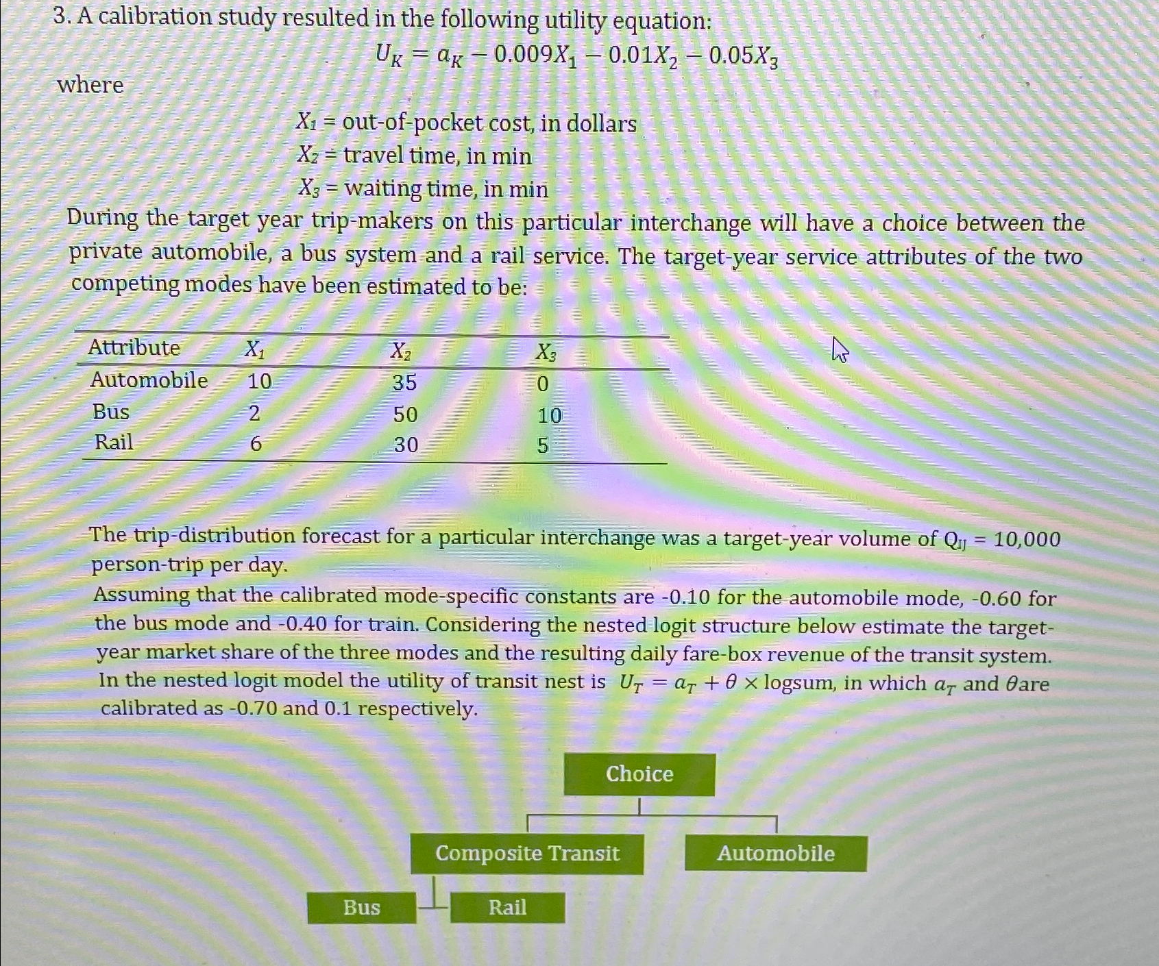 A calibration study resulted in the following