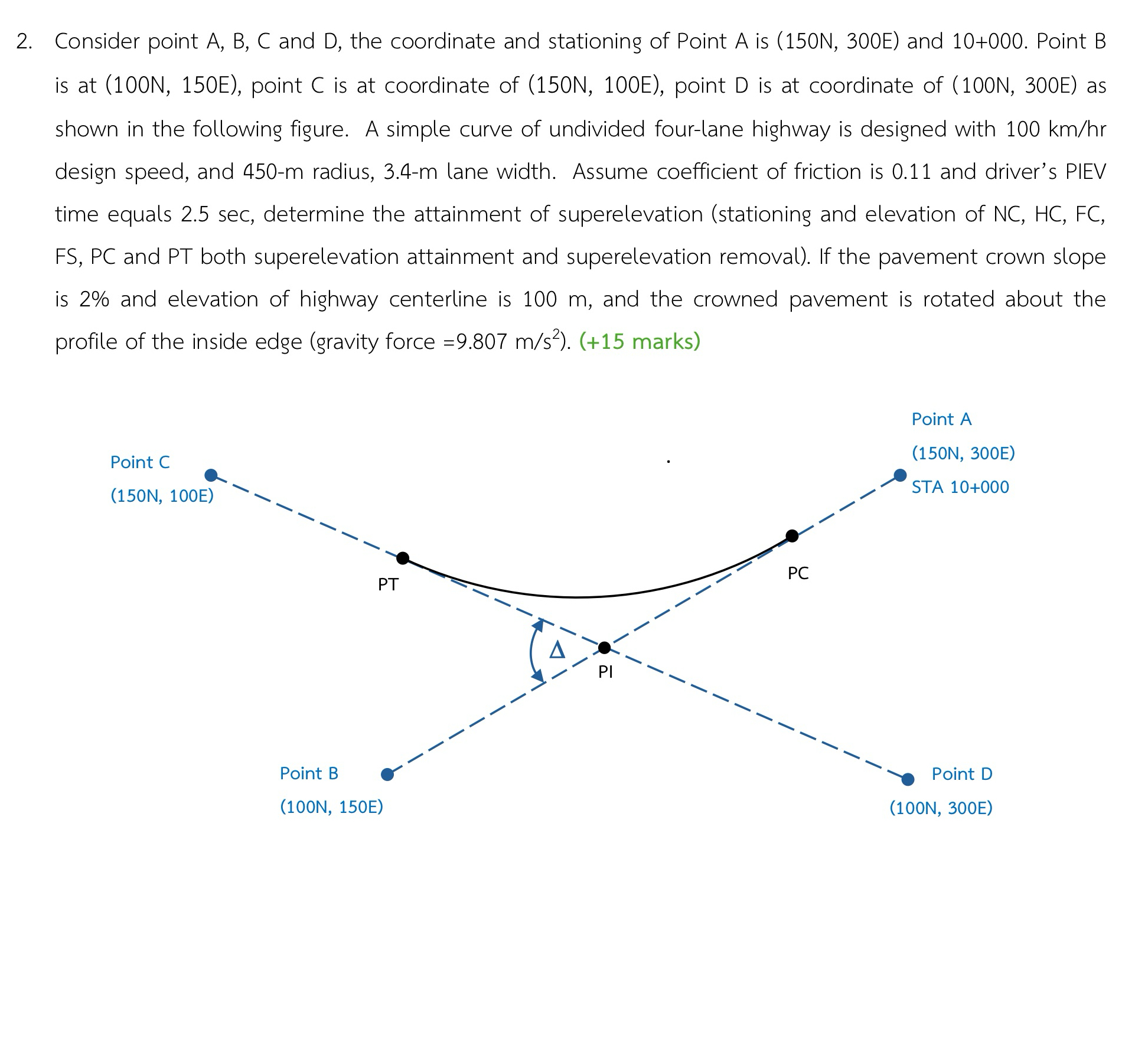 Consider point A , B , C and D , the coordinate