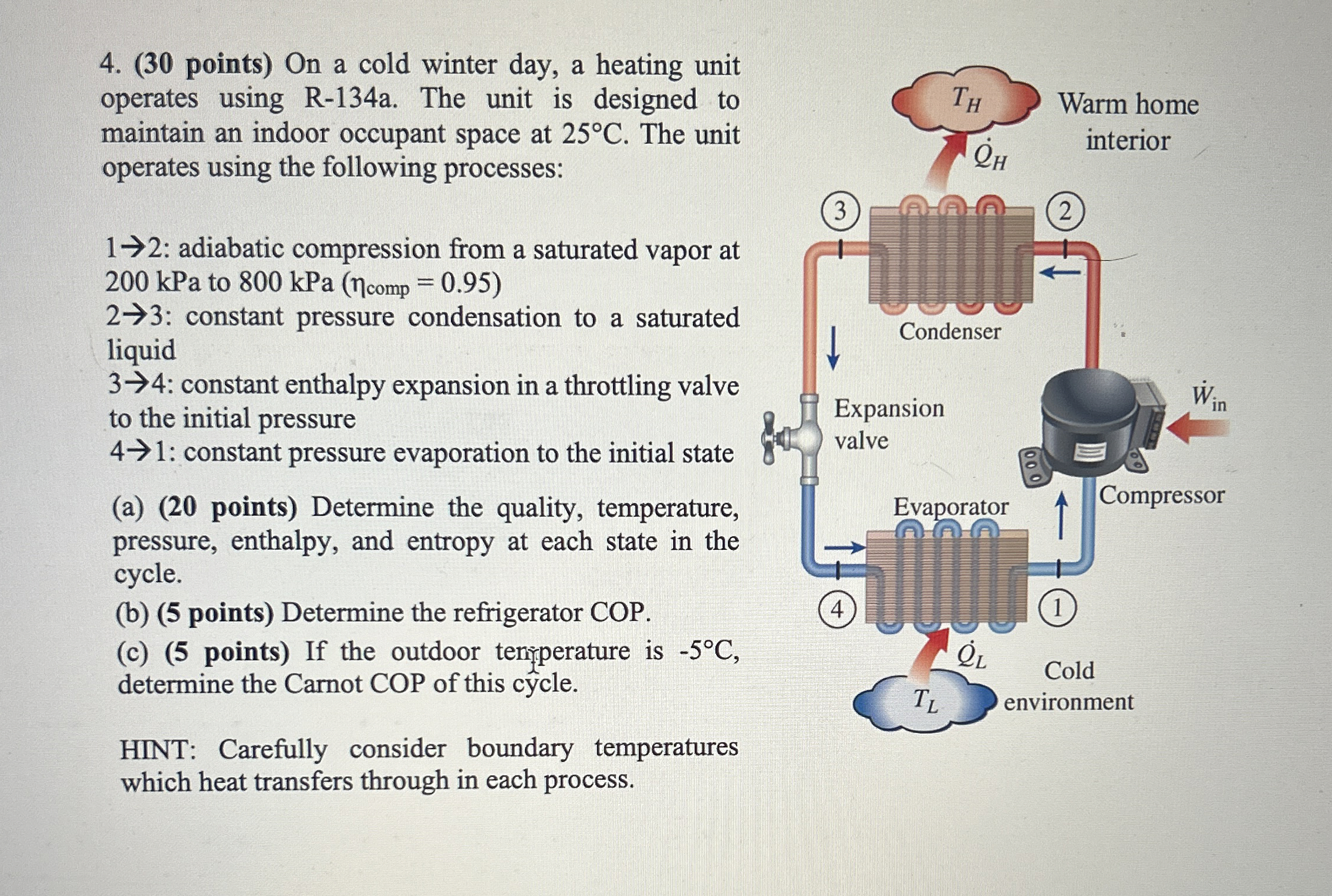 ( 3 0 points ) On a cold winter day, a heating