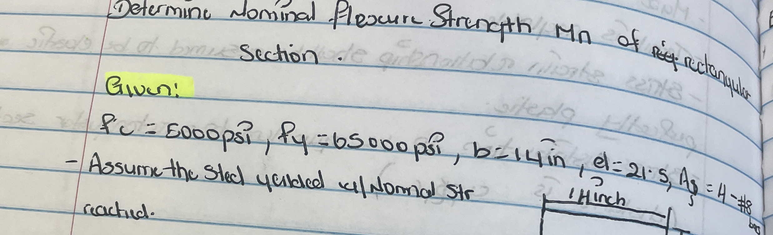 Determine dominal flexcure Strength M n of