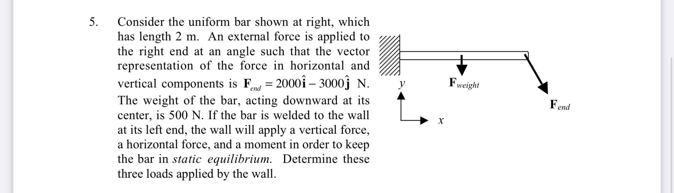 Consider the uniform bar shown at right, which