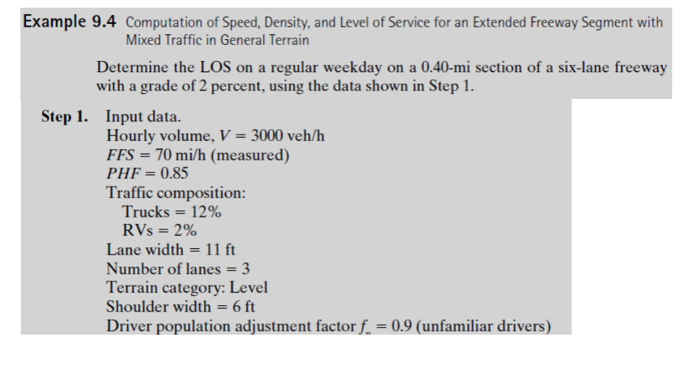 Example 9 . 4 Computation of Speed, Density, and
