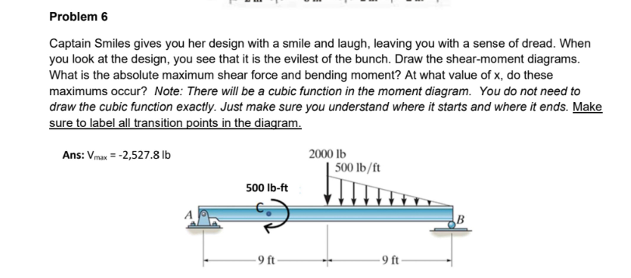 Problem 6 Captain Smiles gives you her design