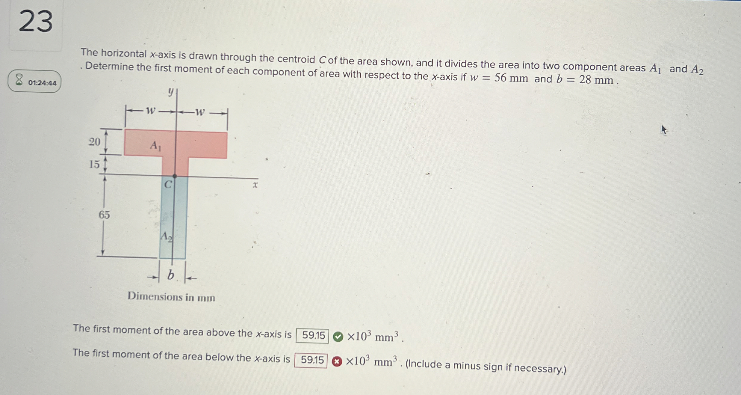 2 3 The horizontal x - axis is drawn through the