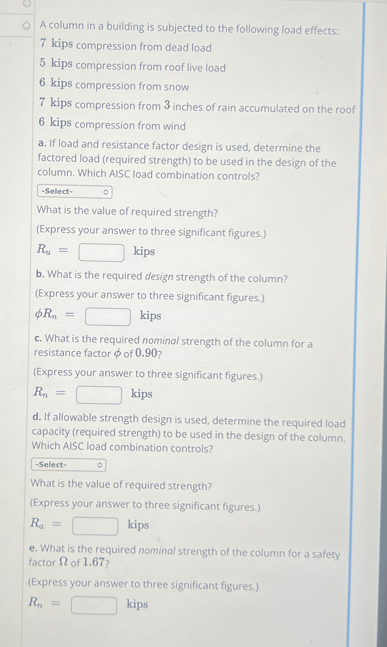 A column in a building is subjected to the