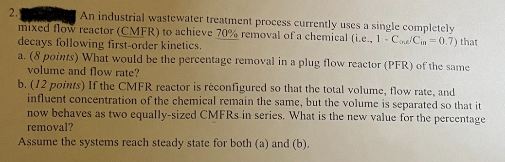 An industrial wastewater treatment process