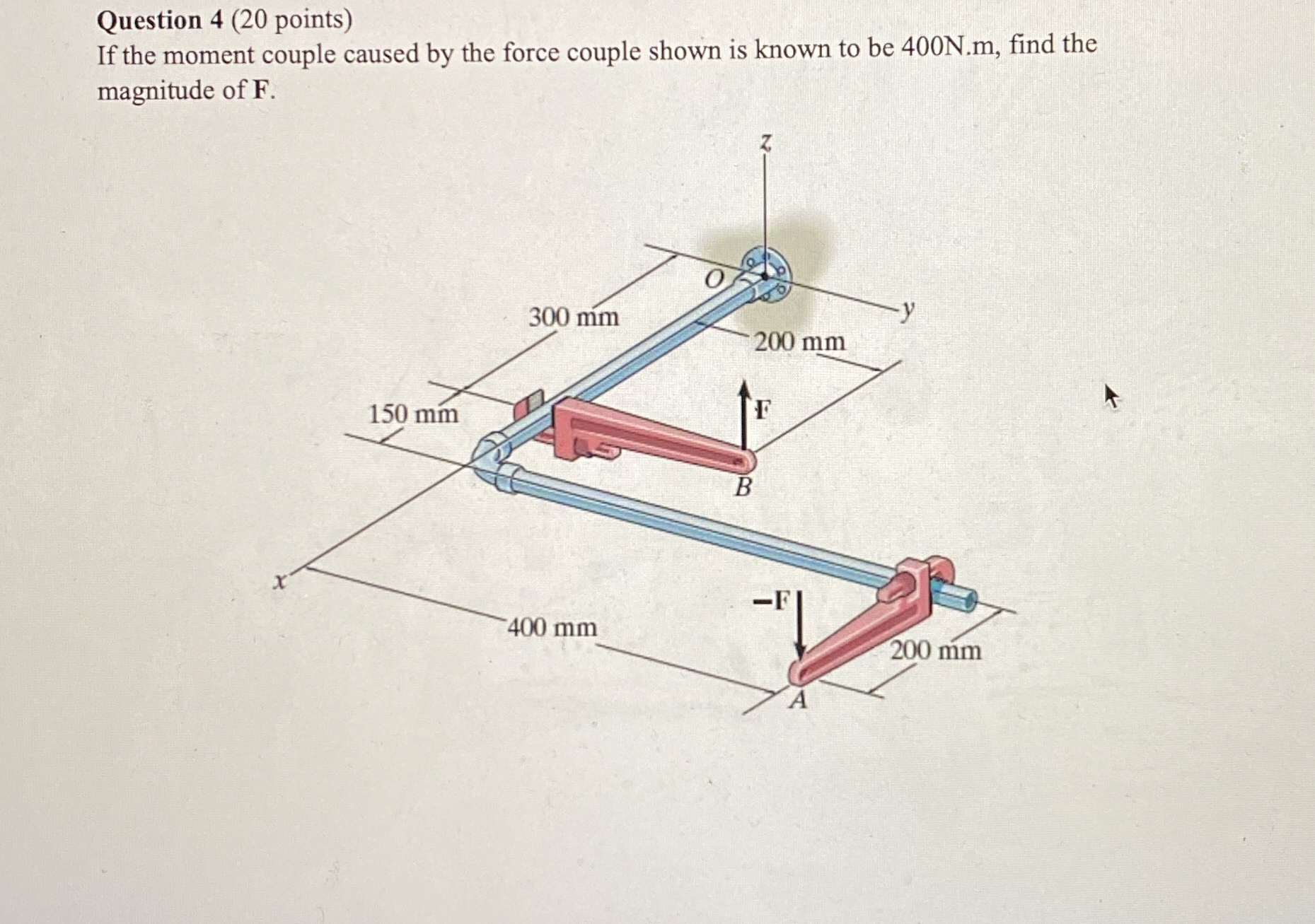 Question 4 ( 2 0 points ) If the moment couple