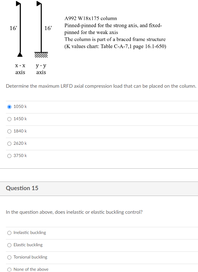 A 9 9 2 W 1 8 x 1 7 5 column Pinned - pinned for