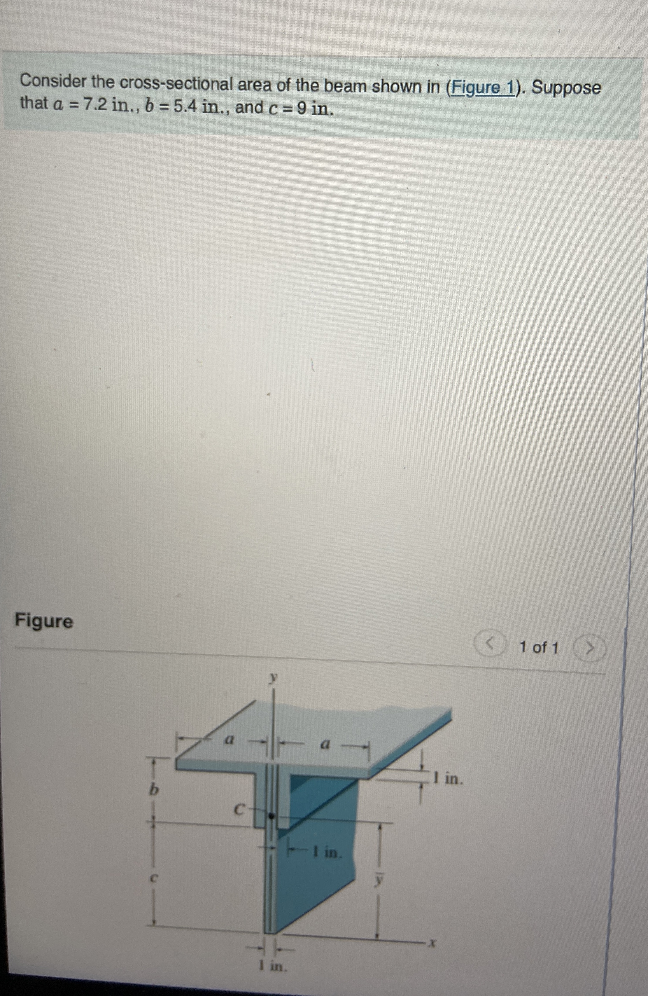 Consider the cross - sectional area of the beam