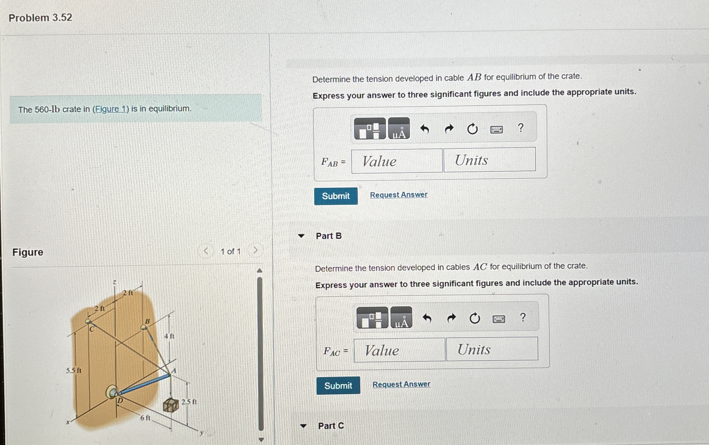 Problem 3 . 5 2 The 5 6 0 - lb crate in ( Figure