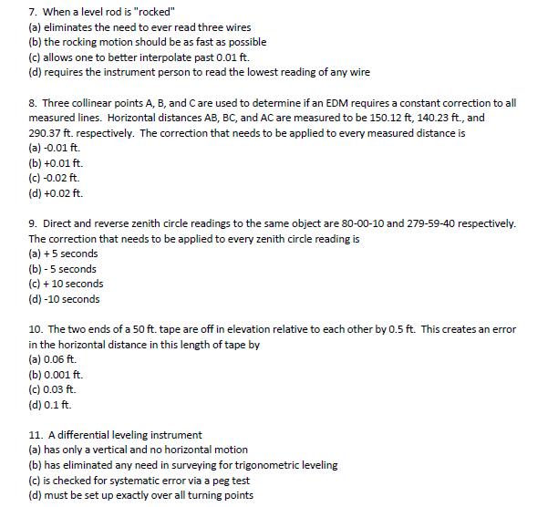 When a level rod is "rocked" ( a ) eliminates the