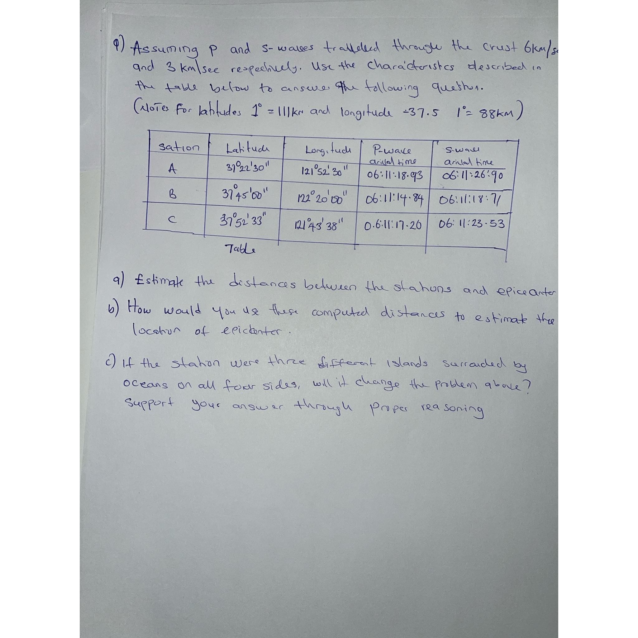 Q ) Assuming P and s - wales tratleled througle