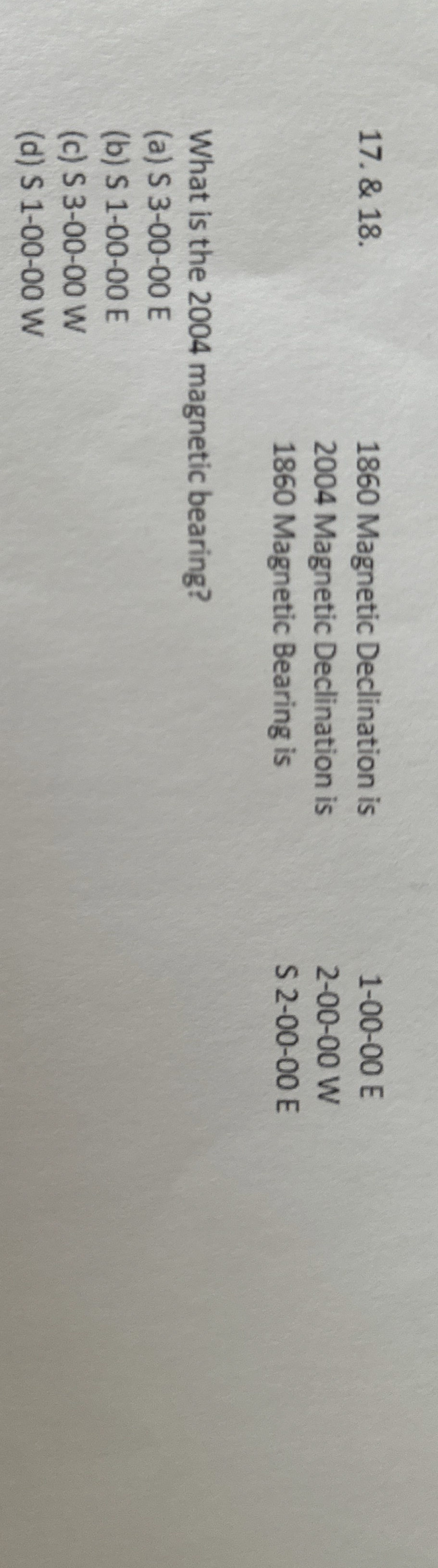 & 1 8 . What is the 2 0 0 4 magnetic bearing? ( a
