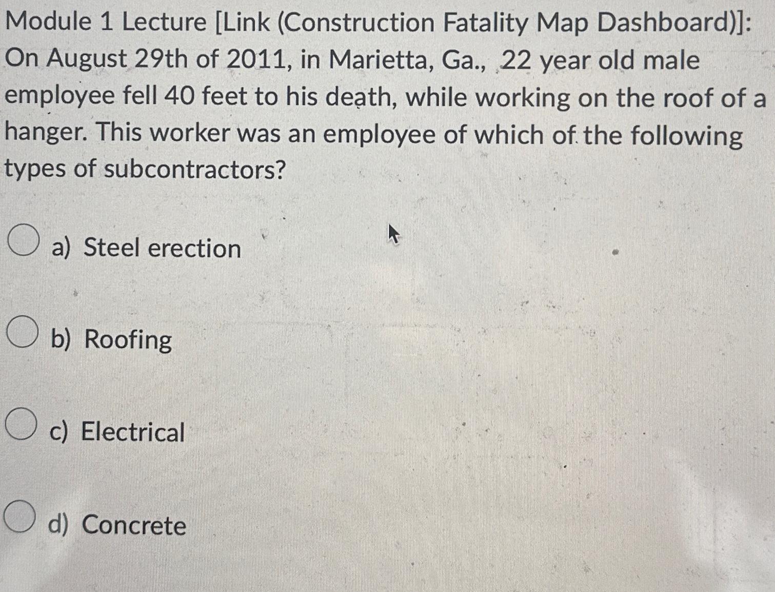 Module 1 Lecture [ Link ( Construction Fatality