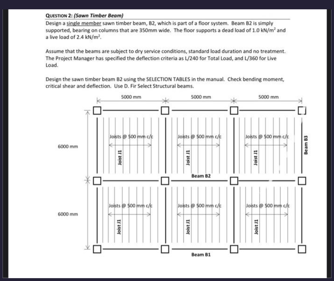 QUesTION 2 : ( Sawn Timber Beam ) Design a single