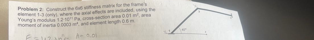 Problem 2 : Construct the 6 6 stiffness matrix