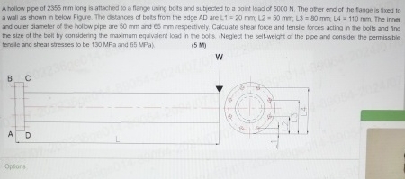 A hollow ppe of 2 3 5 6 m m long is attached to a