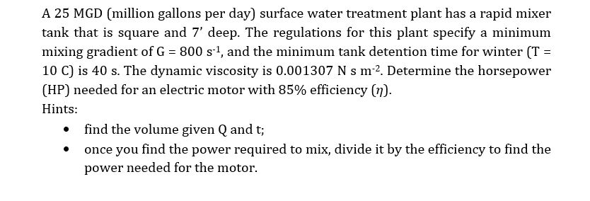 A 2 5 MGD ( million gallons per day ) surface