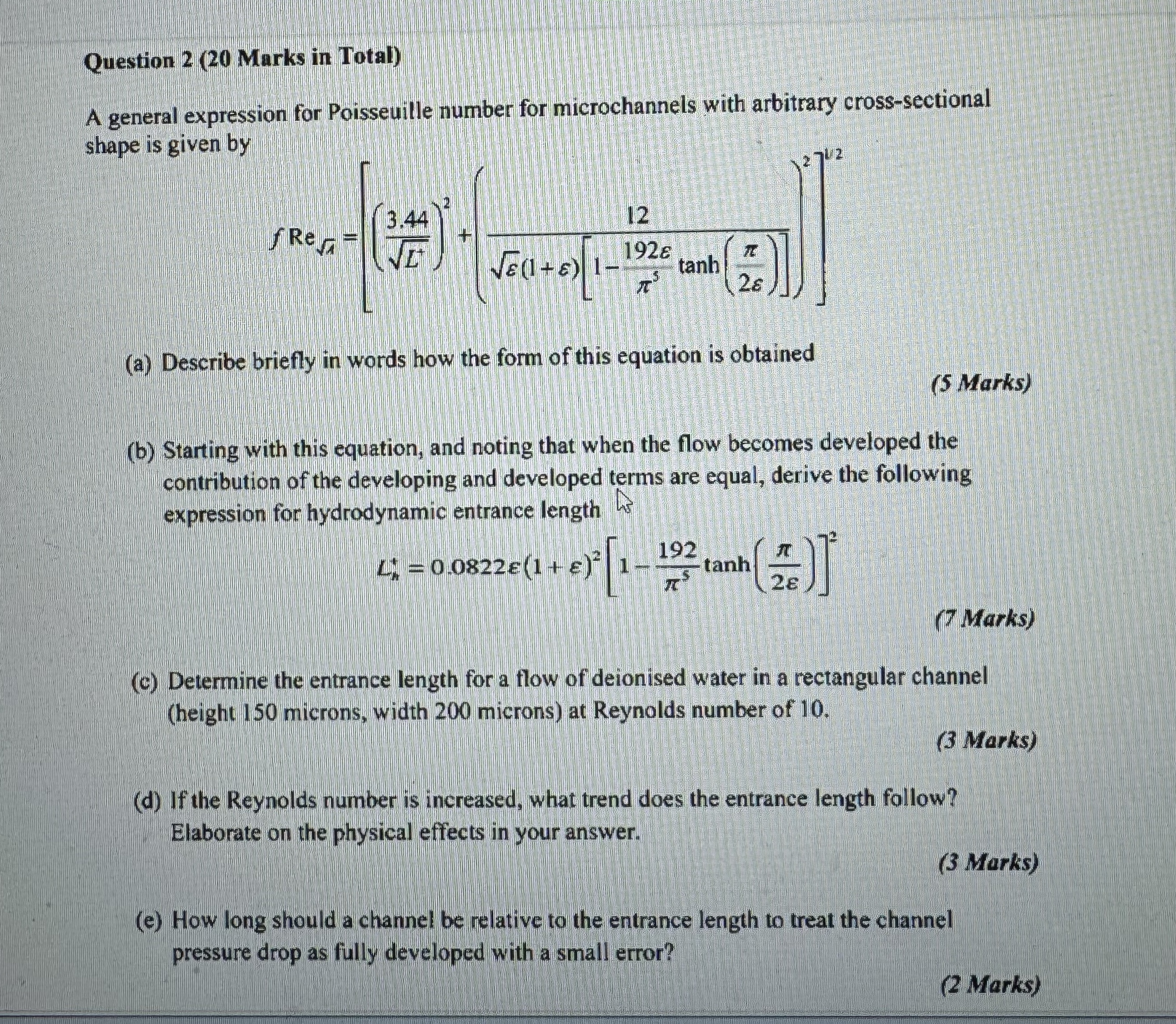 Question 2 ( 2 0 Marks in Total ) A general