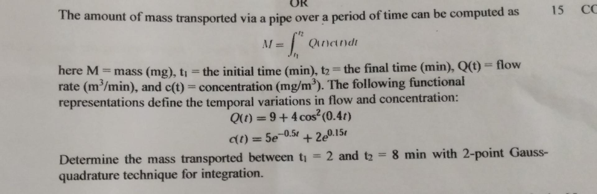 The amount of mass transported via a pipe over a