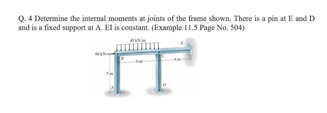 Q . 4 Determine the internal moments at joints of