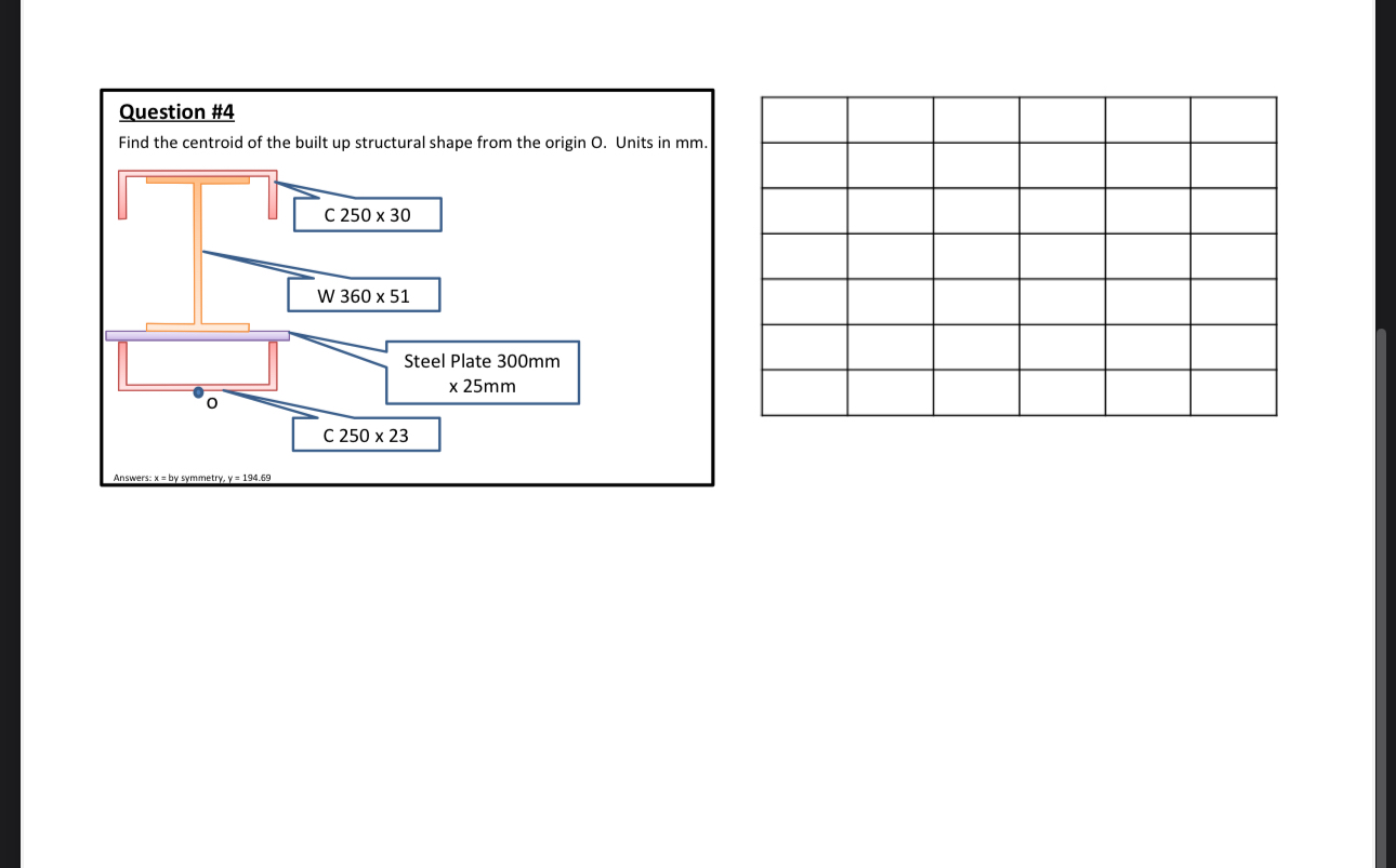 Solve step by step and put information on table