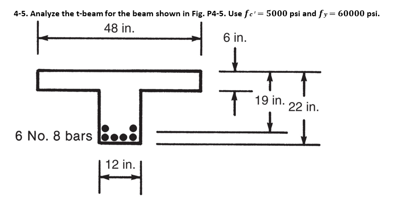 4 - 5 . Analyze the t - beam for the beam shown
