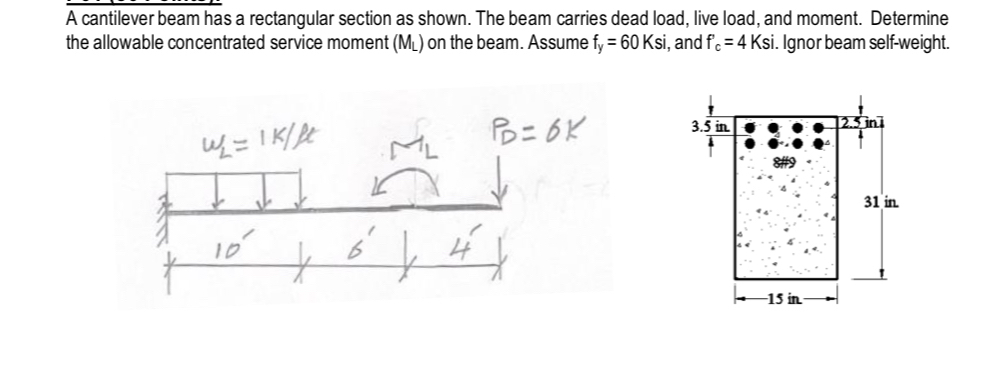 A cantilever beam has a rectangular section as