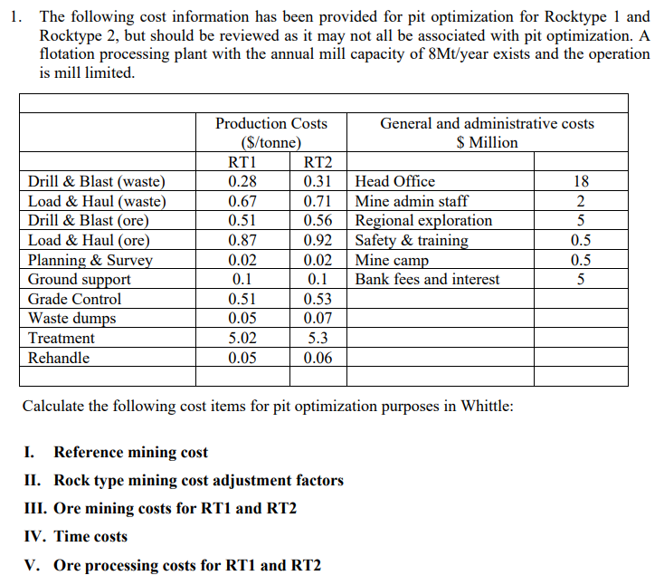 This is a mining enguneering question:The