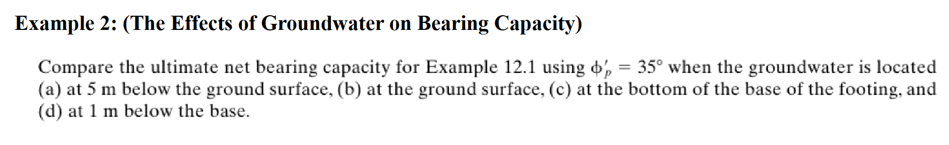 Example 2 : ( The Effects of Groundwater on