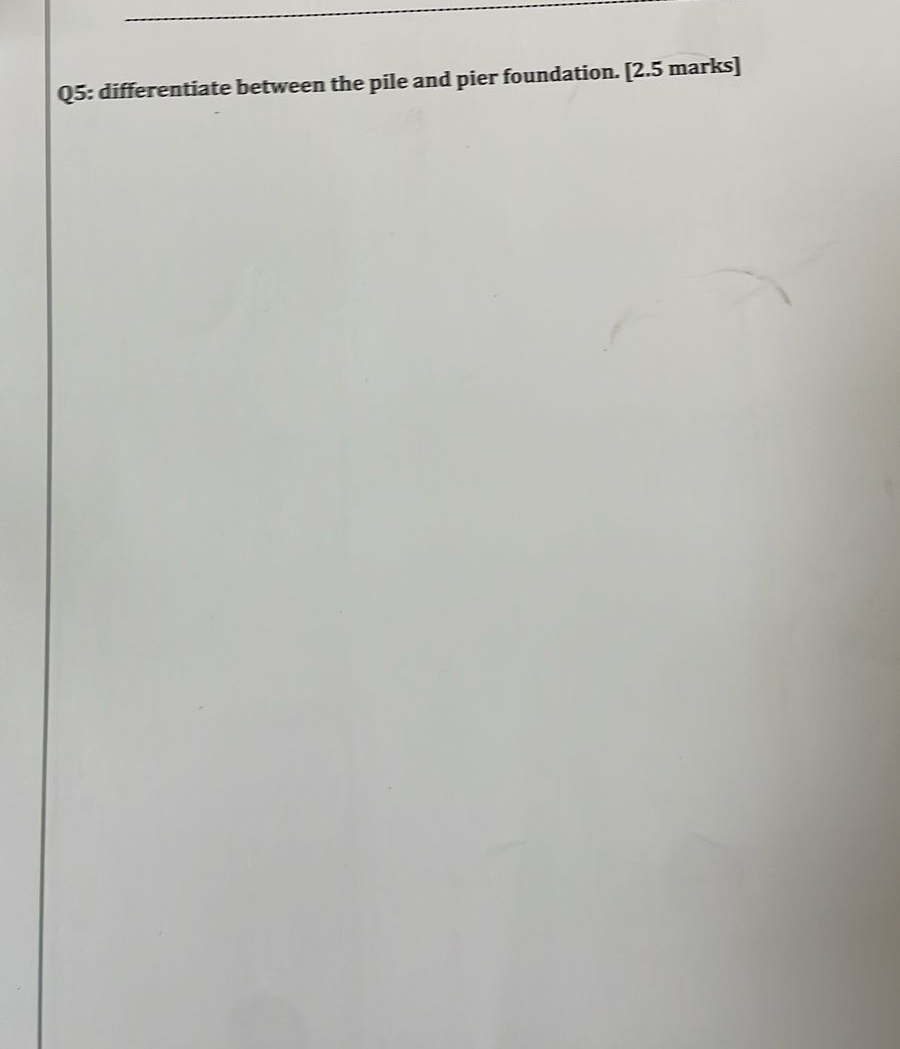 Q 5 : differentiate between the pile and pier