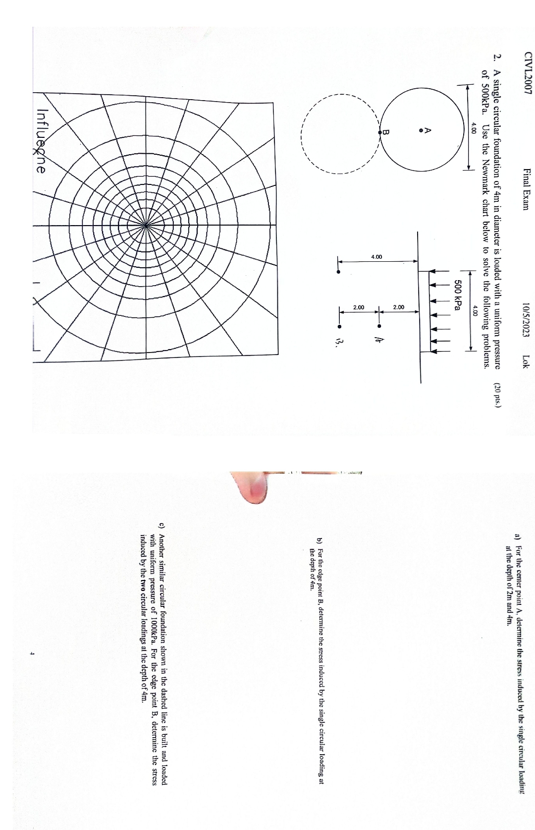 a ) For the center point A , determine the stress