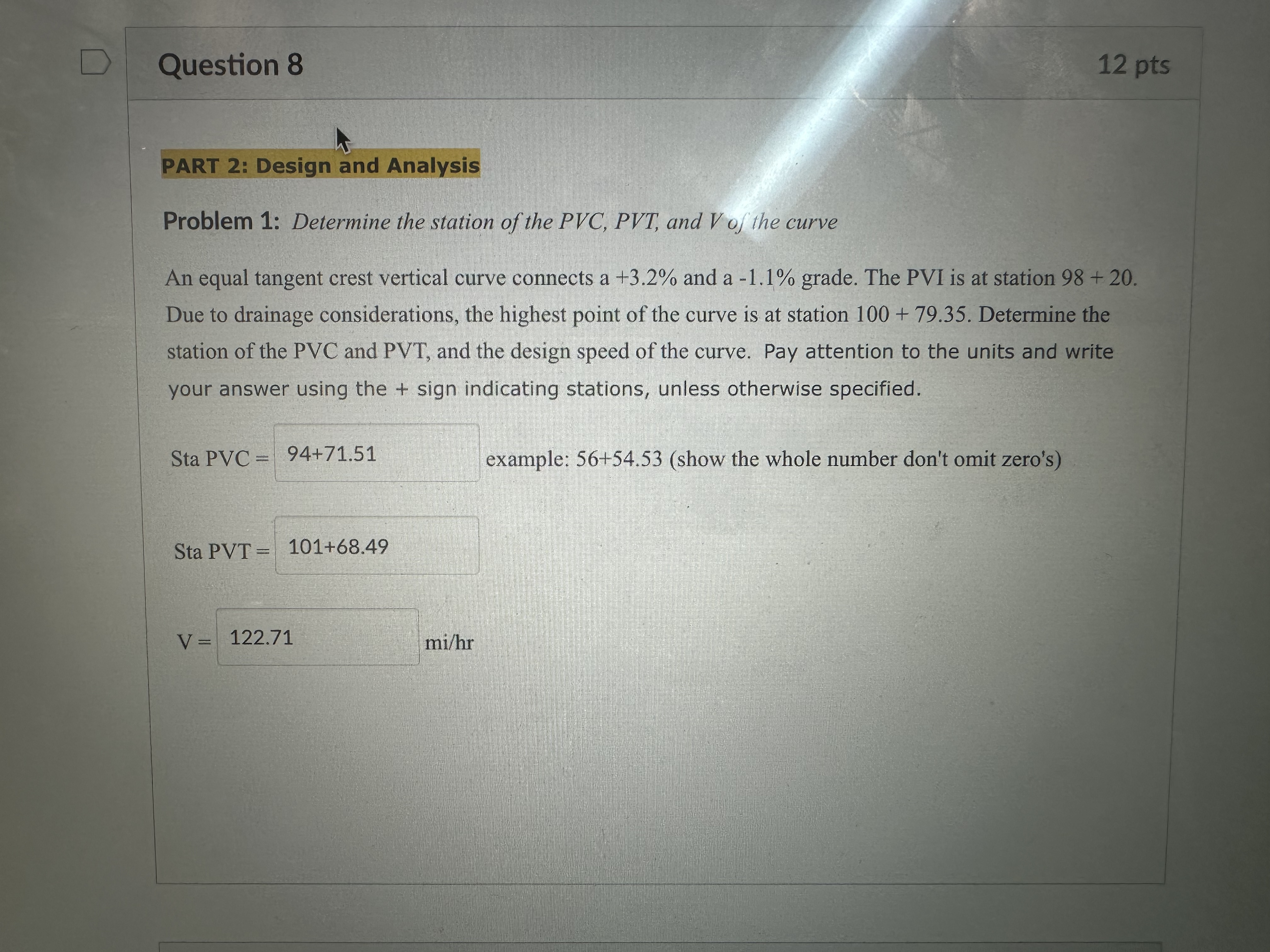 Question 8 PART 2 : Design and Analysis Problem 1