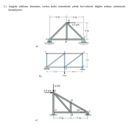 2 . ) A a da y kleme durumlar verilen kafes