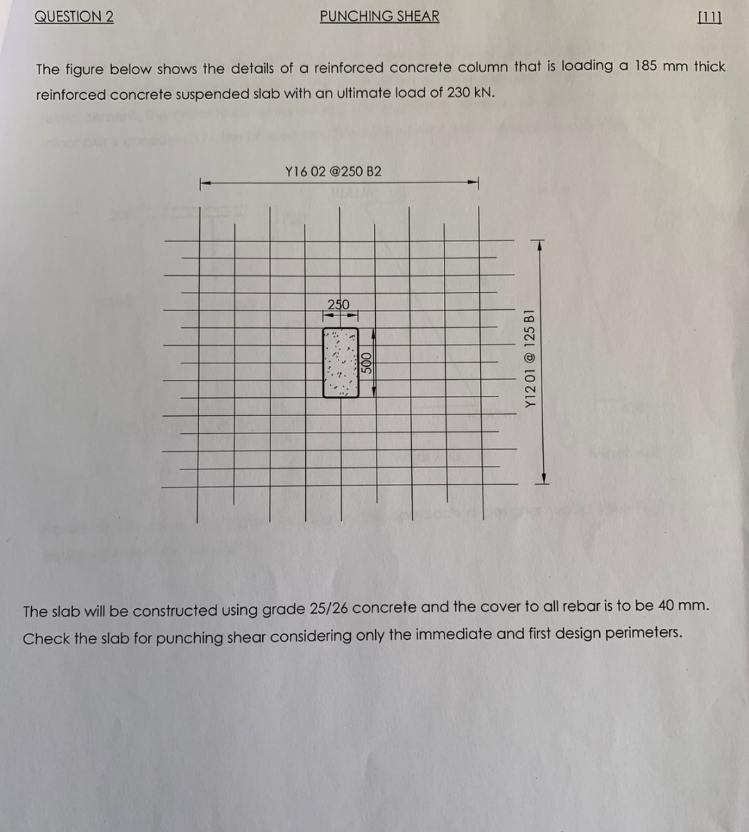 QUESTION 2 PUNCHINGSHEAR 1 1 The figure below