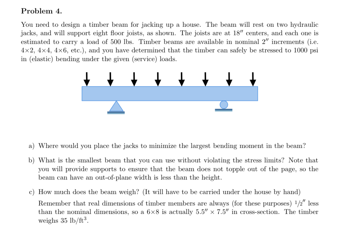 Problem 4 . You need to design a timber beam for