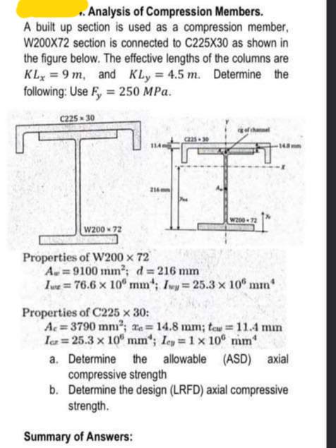 . Analysis of Compression Members. A built up